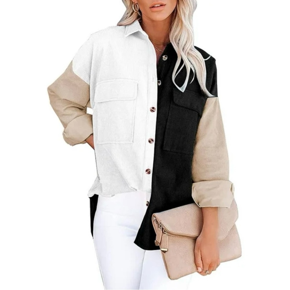 Women long sleeve shirt, made of soft corduroy